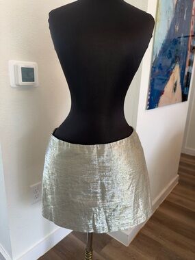Alice + Olivia Shimmery Silver Metallic Mini Skirt